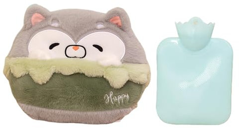 WJnflQN Wasserheizkissen,Wärmflaschen, Cartoon-Plüsch-Wasserflaschen-Heizkissen, Taschen-Handwärmer, süße Kuscheltiere, auslaufsicherer Heißwasserbeutel, 500 ml, für Damen, Herren, Kinderhände