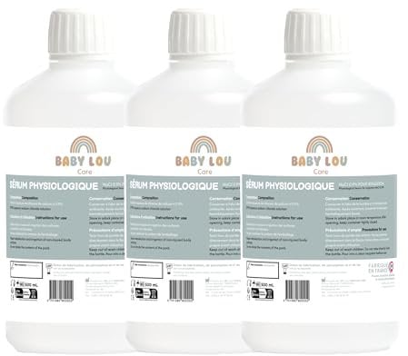 BABYLOU CARE | Sérum Physiologique bouteille |NaCl 0,9% | Lavage des fosses nasales | Hygiène du nez | Pour irragation externe | Fabriqué en France | 3 x 500 ml