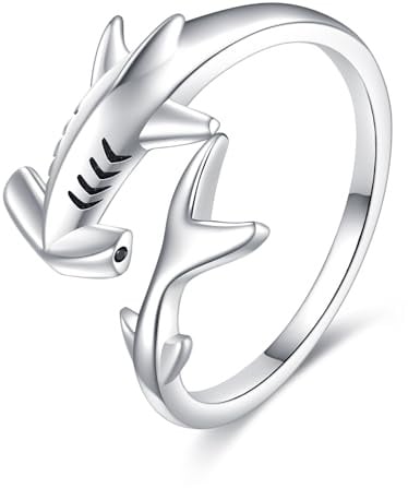 Ozean Ring Sterling Silber 925 Verstellbare Öffnung Hai/Schildkröte/Hammerkopf Ringe Ozean Schmuck Geschenke für Damen Mädchen Männer