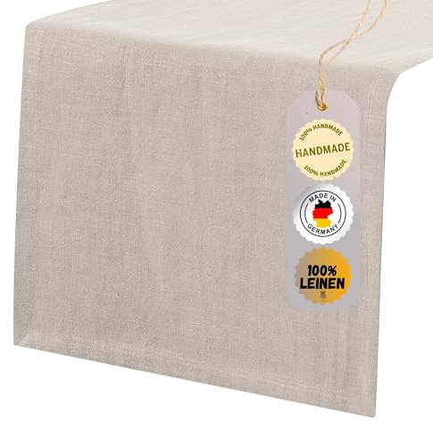 chambry Tischläufer 100% Leinen Stonewashed – Handarbeit Made in Germany – Größe und Farbe wählbar – natürliche und hochwertige Tischdekoration aus Naturmaterial Sand 40cm x 280cm