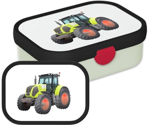 Mepal Brotdose für Kinder - Bento Lunchbox - Traktor - Jausenbox mit Bento-Fach & Gabel - Meal Prep Box Clip-Verschluss - BPA-frei & Spülmaschinenfest - 750 ml - Grün