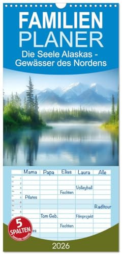 Familienplaner 2026 - Die Seele Alaskas - Gewässer des Nordens mit 5 Spalten (Wandkalender, 21 cm x 45 cm), CALVENDO: Kommen Sie mit nach Alaska! ... Landschaften zum Träumen! (CALVENDO Natur)
