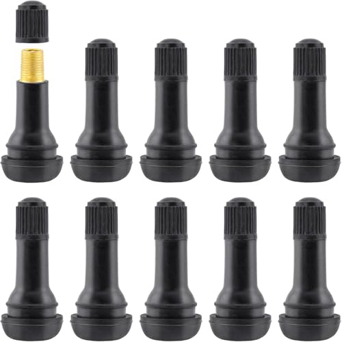 10PCS TR413 Tubeless Valves - Tubeless Tyre Valve Stems - Rubber Snap-In Valves - Replacement for Cars, Trailers, Lawn Mowers, Trucks, Go-Karts (Black)