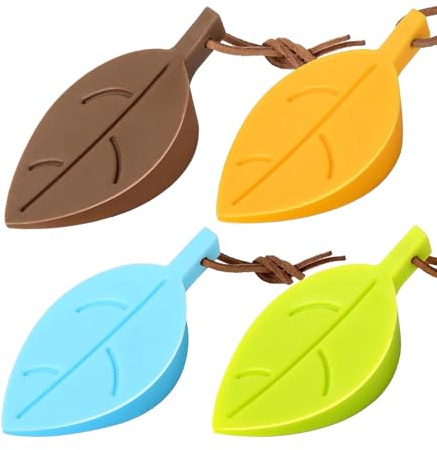 4PCS Silicone Door Stopper Wedges, Leaf Design Finger Protector and Door Gap Holder, Non Slip Floor Guard, Noise Reduction for Home, Office, Hotel (Green, Yellow, Blue, Brown)