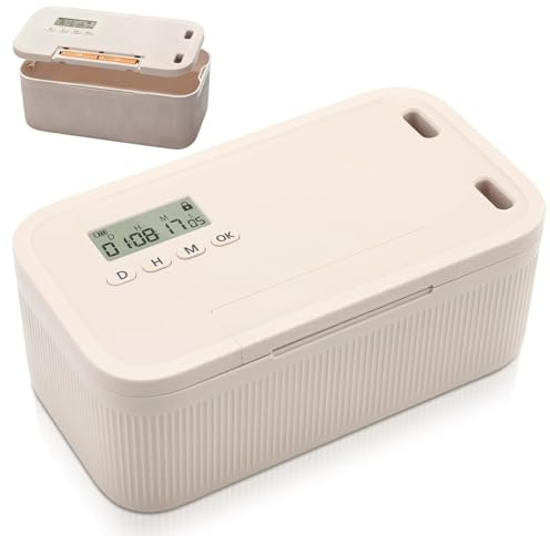 Safe Timed Lock Box, Phone Lock Box with Timer, Self-Control Lockable Storage Box for Better Habits, Perfect for Home/School/Travel/Medication Storage Boxs/Snacks (Beige, Battery Not Included)