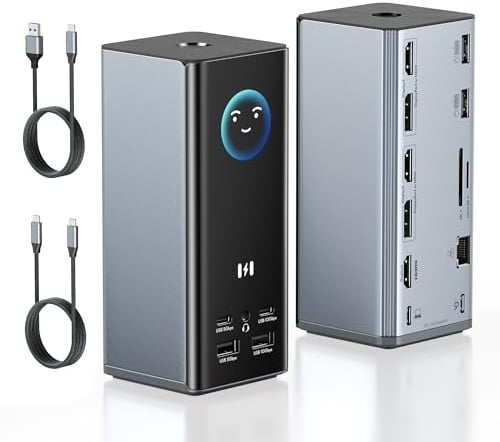 USB C Docking Station 3 Monitore 17-in-1 Laptop Dock Triple Display mit 3X HDMI & 2X DP, 100W PD, 10Gbps USB, Gigabit Ethernet, SD/TF, Smart Display Dock für MacBooks, Dell, HP, Treiber Erforderlich