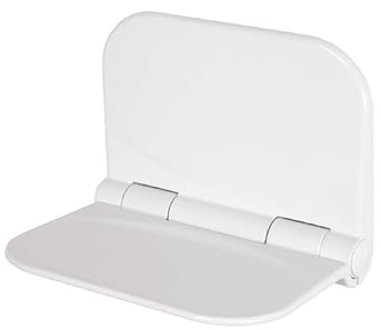 Taps2Traps - Classic White Wall Mounted Shower Seat Fold Away Easy Clean.