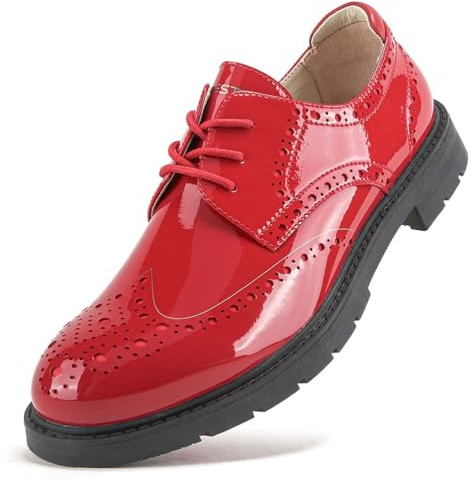 SDEQA Scarpe da Golf da Uomo in Pelle Impermeabili con 9 Chiodi, Scarpe Sportive Casual Antiscivolo,Rosso,42.5 EU