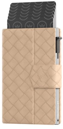 ProWallet Kartenetui Plus – 8 Karten, Geldscheine und Münzen – Kartenetui mit Reißverschluss – RFID – Kleines Kreditkartenetui – Stilvolle Geldbörse – Slim Wallet - Portemonnaie (Gewebt Beige)