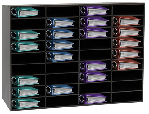 HeinaTond Dokumentenablage Büro Organizer Schreibtisch Organizer mit 36 Fächern PVC Aktenhalter Ablagefächer Dokumentenaufbewahrung Büro Ordnungssystem für A4 Papier Ordner (36, Schwarz)