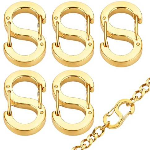 PureSphere 5Pcs Gold Stainless Steel Double Opening Lobster Clasps | 5-pack gold stainless steel double opening lobster clasps, bracelet necklace connectors for jewelry DIY making and repair