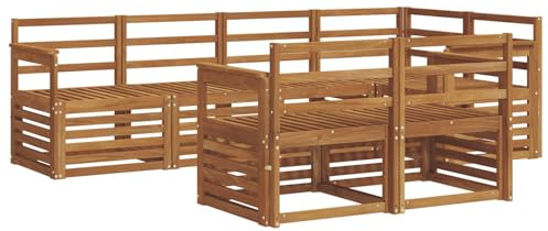 vidaXL Sofagarnituren 7 pcs Natur Massivholz Akazie, Garten-Sofa, modernes Outdoor-Sofa, langlebige Lounge, Bequeme Terassensitze für Dein Wohnzimmer