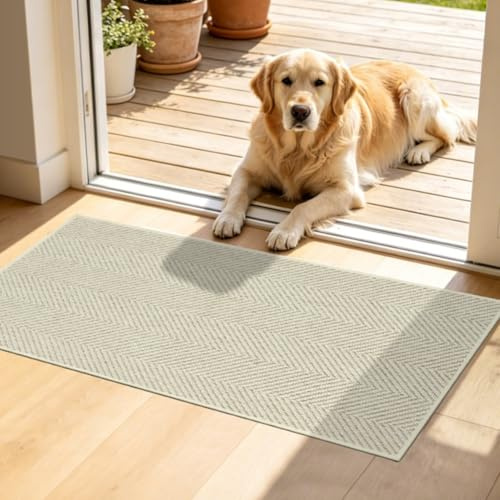 AOOWU Door Mats Indoor 44 x 76 cm, Non Slip Front Door Mat Inside, Machine Washable Inside Floor Mat, Low Profile Dirt Trapping Doormat, Easy to Clean Doormat, Door Mats Floor Mat For Entryway, Patio