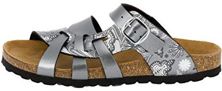 Lico Damen Bioline Flora Hausschuh, Anthrazit Grau, 37 EU