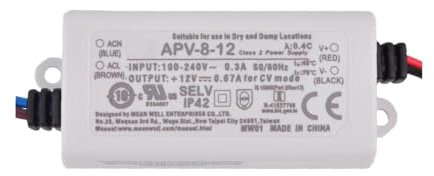 Mean Well APV-8-12 Pilote LED à Sortie Unique, Tension constante