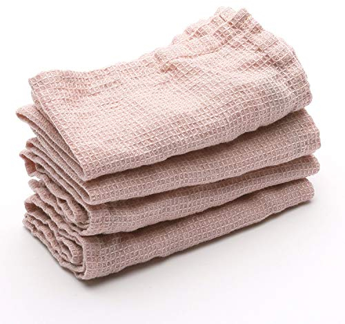 LinenMe 0483801 Waschlappen, Leinen, Waffelmuster, 30,5 x 30,5 cm, Rosa