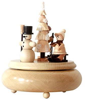 Rudolphs Schatzkiste Spieldose mit Winterfiguren HxBxT 17,5x16x16cm NEU Spieluhr Spielwerk Schnee Figur Seiffen Erzgebirge Holz Dekoration Weihnachten Spieldose