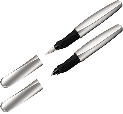 Pelikan Füllfederhalter + Tintenroller Twist (Silber, 2er Set)