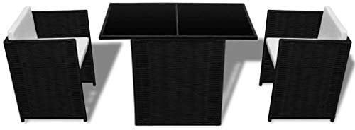 Tidyard Balkonset Balkonmöbel Bistroset Garten Sitzgruppe Rattan 2 Personen Gartenmöbel Set Sitzgarnitur Gartengarnitur Terassenmöbel für Garten Balkon Terrasse Schwimmbad, 3-TLG Schwarz