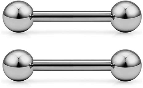 CIZME 1 Paar Zungenpiercing Titan Brustwarzenpiercing 12/14/16/19/25mm Stab 1,6mm Piercing Zunge Brustwaze Barbell