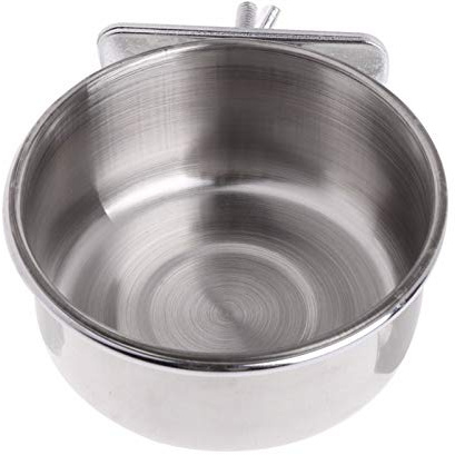 Bird Feeding Cups, Stainless Steel Pet Parrot Food Water Bowls Feeder Drinking Cup Bird Cage Accessory (M)