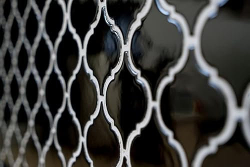 Handmuster Retro Vintage Mosaik Fliese Keramik Florentiner schwarz glänzend MOS13-2BG_m