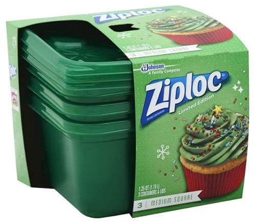 Ziploc Holiday Deep Square Containers, 3 Count
