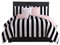 Juicy Couture Cabana Stripe Wende-Bettwäsche-Set, Queen-Size-Größe, schwarz-weißer Streifendruck, 6-teiliges Set, enthält 1 x 228,6 x 228,6 cm Bettdecke, 3 dekorative Kissen, 2 Kissenbezüge