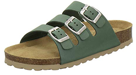 AFS-Schuhe 2133 sportliche Damen Pantoletten aus Leder, praktische Arbeitsschuhe, Bequeme Hausschuhe, Made in Germany (40 EU, Verde)