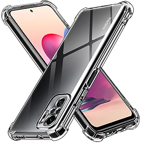 ivoler Klar Silikon Hülle für Xiaomi Redmi Note 10S / Note 10 4G / Poco M5s mit Stoßfest Schutzecken, Dünne Weiche Transparent Schutzhülle Flexible TPU Durchsichtige Handyhülle Kratzfest Case Cover