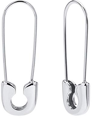 Lcherry Zierliche Creolen für Damen, Silber, Sicherheitsnadel, Silber, Kupfer, Messing, Achat, Kupfer, Achat