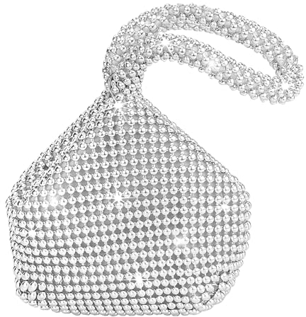 AUEAR, Triangle Bling Pailletten ReiÃŸverschluss Beutel Mini GröÃŸe Damen Abend Clutch Tasche Luxus Full Strass börse Sparkly Handtasche für Abschlussball Cocktail Party Hochzeit Verlobung Silber