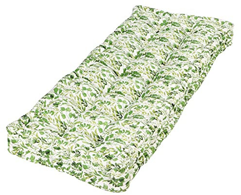 Dibor Garden Bench Cushion Leaf Print 100% Cotton 2 Seater Seat Pad Patio Furniture Mattress Cushion