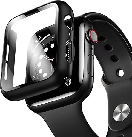 UNO' Funda Protector para Apple Watch 44mm Series 6, 5, 4, SE (Negro) - Protección Integral, Alta Sensibilidad, Fácil Instalación, PC Duro HD Ultra, Vidrio Templado 9H.