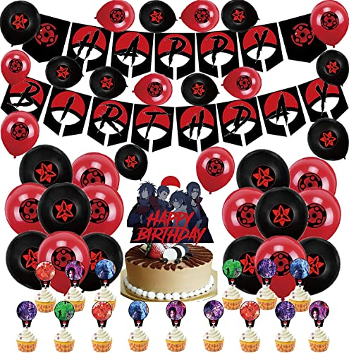 Geburtstag Dekoration Anime Luftballons Alles Gute zum Geburtstag Girlande Kuchen Topper Geburtstagsdeko für Anime Kindergeburtstag Deko