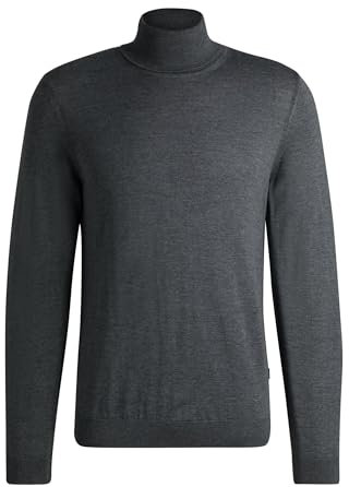 BOSS Herren Musso-P Slim-Fit Rollkragenpullover aus extrafeiner Merinowolle Grau S
