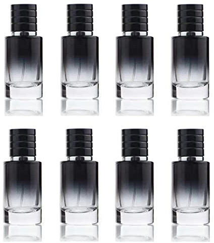 30ML Glass Perfume Bottles Empty Gradient Black Spray Perfume Bottles with Black Screw Lid Refillable Portable Empty Square Perfume Atomizer Vials Refillable Cosmetic Containers for Perfume Essential,