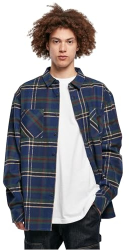 Urban Classics Herren Checked Mountain Shirt darkblue/Bottlegreen, L