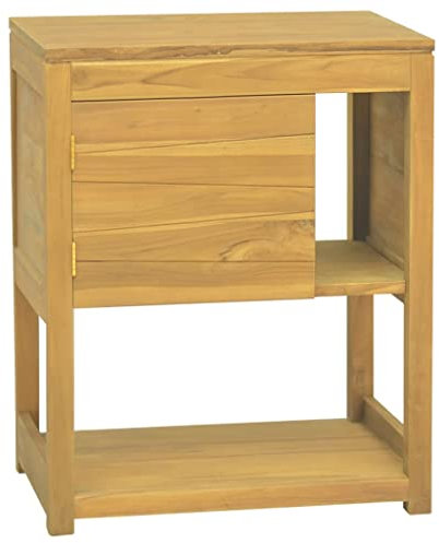 vidaXL Armoire de Salle de Bain Armoire avec Étagères Placard de Toilette Meuble de Rangement Intérieur 60x40x75 cm Bois de Teck Solide