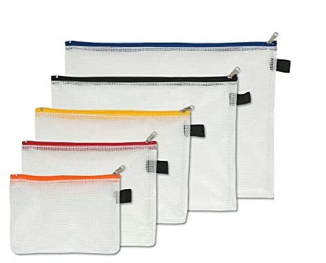 FolderSys Vielzweck-Beutel mit Zip, Kleinkrambeutel, Reissverschlusstasche, PVC, 5er-Set, farblich sortiert 40400-92