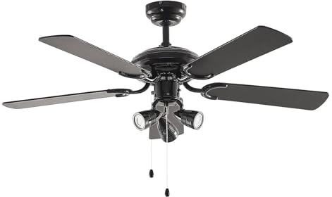 Lucande Ceiling Fans with Lighting Anariki in Black made of Metal for e.g. Living Room & Dining (3 light sources, GU10) from