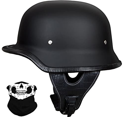 Deutscher Stil Halbschale Helm Retro Halbgesicht Motorradhelm Halbhelm Motorrad -ECE zugelassenen Männern und Frauen Open Face Helm für Scooter Moped Cruiser Motorrad M ~ XXL