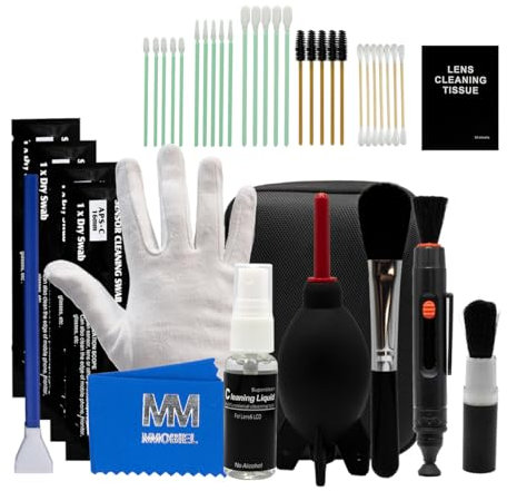 MMOBIEL Kit de Nettoyage d'Objectif d'Appareil Photo - 53 pcs - Kit pour Appareil Photo Reflex Numérique avec Cotons-Tiges de Nettoyage APS-C et Full Frame - Manuel d'Instruction Inclus