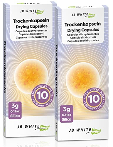 JB White 20x Hörgeräte Trockenkapseln kompatibel mit Phonak C&C, Starkey und Unitron Ladestation, Ladehülle, Charger Case Zubehör, Trockentabs Trockner Tabletten (Farbindikator, 2x10 Stück, 3g)
