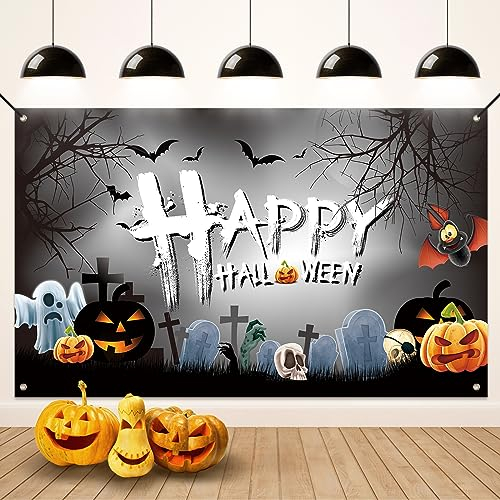 Koliphy Halloween Deko - Grau Banner Hintergrund Dekoration für Party, Ideal für Zuhause, Garten, Drinnen und Draußen