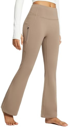 baleaf Damen Thermohosen mit Taschen Flare Leggings Hohe Taille Bootcut Thermo Leggings Sweatpants Winter Yoga Hose