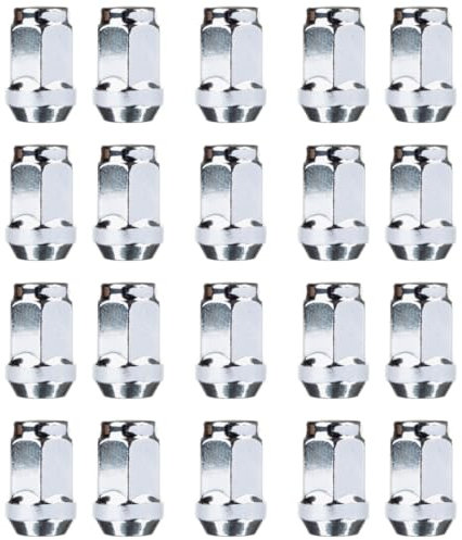 RYBO Set of 20 M12 x 1.5, 19mm Hex Chrome Alloy Wheel Nuts, Compatible With Ford & More