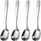 MIUPOO Square Head Dinner Soup Spoons,Flat Square Stainless Steel Tablespoons,Chinese Silver Spoon,Heavy Duty Asian Thick Long Handle Spoons,7 Inches/18.5 cm,Set of 4.