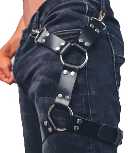Harnais pour homme - Ceinture - Jambe - Cuisse - Poitrine - Jarretière - Cuir - Punk Gothique Festival Rave Club Halloween - Accessoires de fête