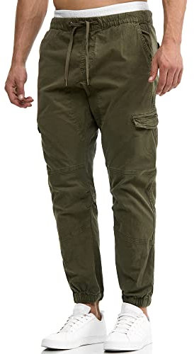 Indicode Herren Levy Cargohose aus Baumwolle mit 6 Taschen | Cargo Chino Hose Männer Army, M